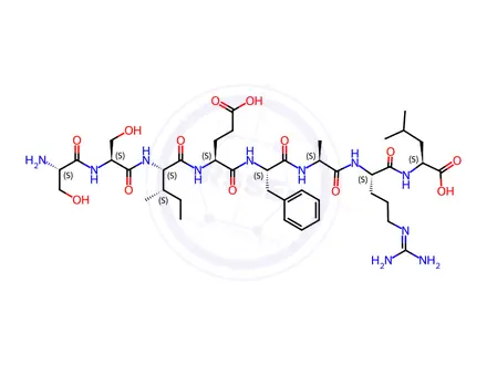 Chemical structure of (2S,5S,8S,11S,14S)-14-((2S,3S)-2-((S)-2-((S)-2-Amino-3-hydroxypropanamido)-3-hydroxypropanamido)-3-methylpentanamido)-11-benzyl-5-(3-guanidinopropyl)-2-isobutyl-8-methyl-4,7,10,13-tetraoxo-3,6,9,12-tetraazaheptadecanedioic Acid