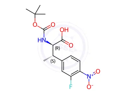 Chemical structure of (2R,3S)-2-((tert-Butoxycarbonyl)amino)-3-(3-fluoro-4-nitrophenyl)butanoic Acid