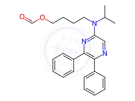 Chemical structure of 4-((5,6-Diphenylpyrazin-2-yl)(isopropyl)amino)butyl formate