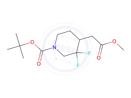 Chemical structure of tert-Butyl 3,3-difluoro-4-(2-methoxy-2-oxoethyl)piperidine-1-carboxylate