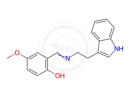 Chemical structure of 2-(((2-(1H-Indol-3-yl)ethyl)imino)methyl)-4-methoxyphenol