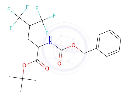 Chemical structure of tert-Butyl 2-(benzyloxycarbonylamino)-5,5,5-trifluoro-4-(trifluoromethyl)pentanoate