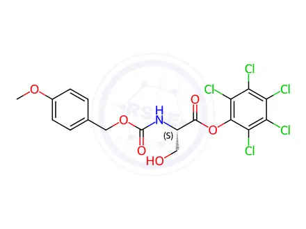 Chemical structure of pentachlorophenyl N-[[(4-methoxyphenyl)methoxy]carbonyl]-L-serinate