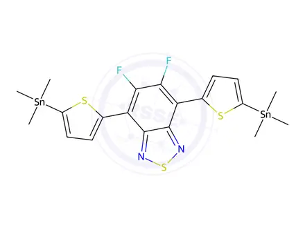 Chemical structure of 5,6-Difluoro-4,7-bis(5-(trimethylstannyl)thiophen-2-yl)benzo[c][1,2,5]thiadiazole