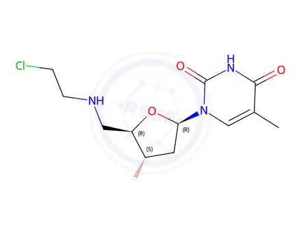 Chemical structure of 5'-Deoxy-5'-N-(2-bromoethyl)amino thymidine