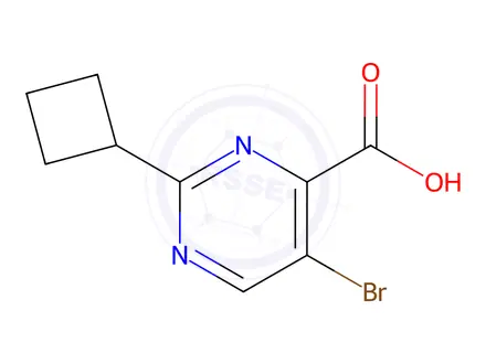 Chemical structure of 5-Bromo-2-cyclobutylpyrimidine-4-carboxylic acid