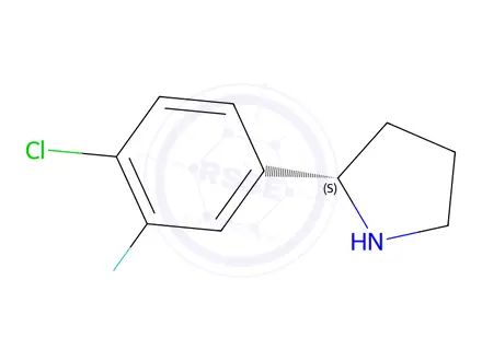Chemical structure of (S)-2-(4-chloro-3-fluorophenyl)pyrrolidine