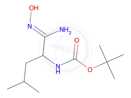 Chemical structure of tert-Butyl N-[1-(N'-Hydroxycarbamimidoyl)-3-methylbutyl]carbamate