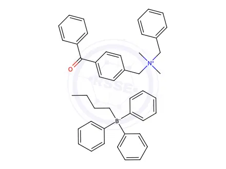 Chemical structure of N-(4-[BENZOYL]BENZYL)-N-BENZYL-N,N-DIMETHYL AMMONIUM BUTYLTRIPHENYL BORATE