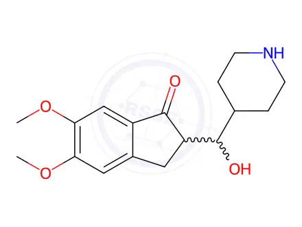 Chemical structure of 1H-Inden-1-one, 2,3-dihydro-2-(hydroxy-4-piperidinylmethyl)-5,6-dimethoxy-