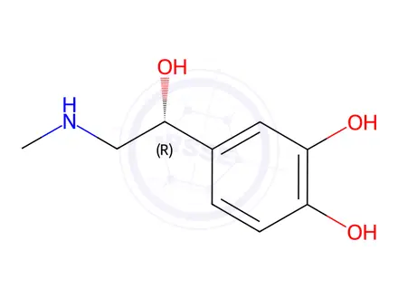 Chemical structure of (-)-Epinephrine