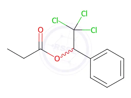 Chemical structure of alpha-(trichloromethyl)benzyl propionate