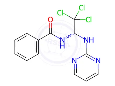 Chemical structure of N-(2,2,2-trichloro-1-(pyrimidin-2-ylamino)ethyl)benzamide