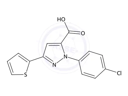 Chemical structure of 1-(4-Chlorophenyl)-3-(thiophen-2-yl)-1H-pyrazole-5-carboxylic acid