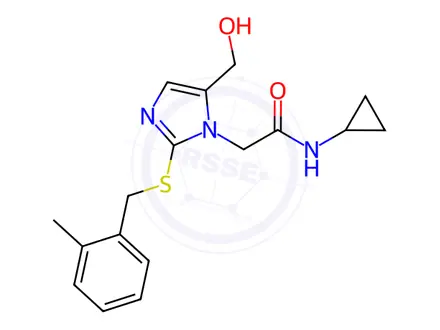 Chemical structure of N-Cyclopropyl-2-(5-(hydroxymethyl)-2-((2-methylbenzyl)thio)-1H-imidazol-1-yl)acetamide