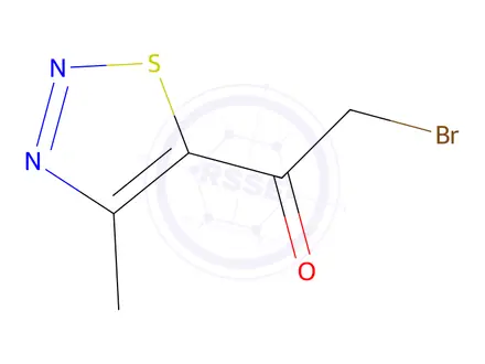 Chemical structure of Ethanone, 2-bromo-1-(4-methyl-1,2,3-thiadiazol-5-yl)-(9CI)