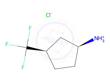 Chemical structure of (1S,3R)-3-(trifluoromethyl)cyclopentan-1-amine hydrochloride