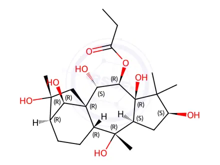 Chemical structure of (14R)-Grayanotoxane-3β,5,6β,7α,10,14,16-heptol 6-propanoate
