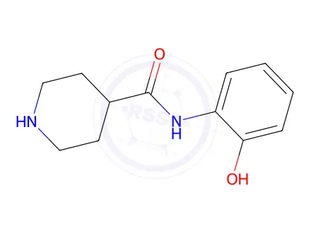 Chemical structure of piperidine-4-carboxylic Acid (2-hydroxyphenyl)amide