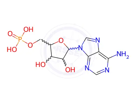 Chemical structure of Lithium ((2R,3S,4R,5R)-5-(6-amino-9H-purin-9-yl)-3,4-dihydroxytetrahydrofuran-2-yl)methyl phosphate