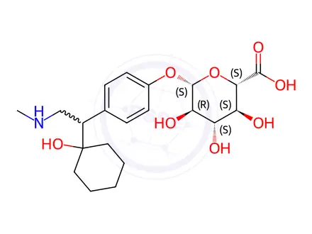 Chemical structure of rac N,O-Didesmethyl Venlafaxine-β-D-Glucuronide Hydrochloride