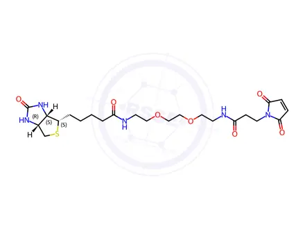 Chemical structure of N-(2-(2-(2-(3-(2,5-Dioxo-2,5-dihydro-1H-pyrrol-1-yl)propanamido)ethoxy)ethoxy)ethyl)-5-((3aS,4S,6aR)-2-oxohexahydro-1H-thieno[3,4-d]imidazol-4-yl)pentanamide