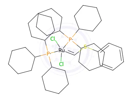 Chemical structure of BIS(TRICYCLOHEXYLPHOSPHINE)[(PHENYLTHIO)METHYLENE]RUTHENIUM (IV) DICHLORIDE