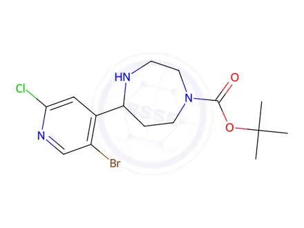 Chemical structure of tert-butyl 5-(5-bromo-2-chloro-4-pyridyl)-1,4-diazepane-1-carboxylate