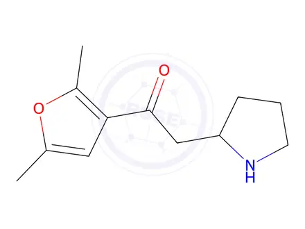 Chemical structure of 1-(2,5-Dimethylfuran-3-yl)-2-(pyrrolidin-2-yl)ethan-1-one