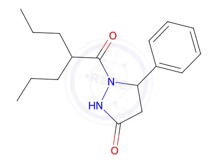 Chemical structure of 5-Phenyl-1-(2-propylpentanoyl)pyrazolidin-3-one
