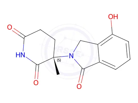 Chemical structure of (S)-3-(4-Hydroxy-1-oxoisoindolin-2-yl)-3-methylpiperidine-2,6-dione