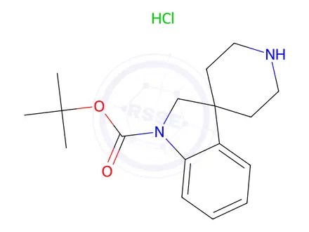 Chemical structure of tert-Butyl spiro[indoline-3,4'-piperidine]-1-carboxylate hydrochloride