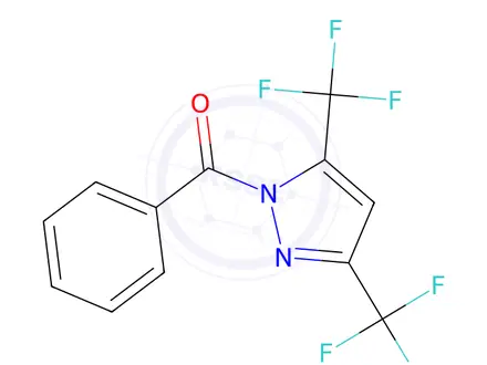 Chemical structure of 1-Benzoyl-3,5-bis(trifluoromethyl)pyrazole