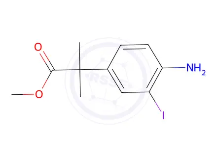 Chemical structure of Methyl 2-(4-amino-3-iodophenyl)-2-methylpropanoate