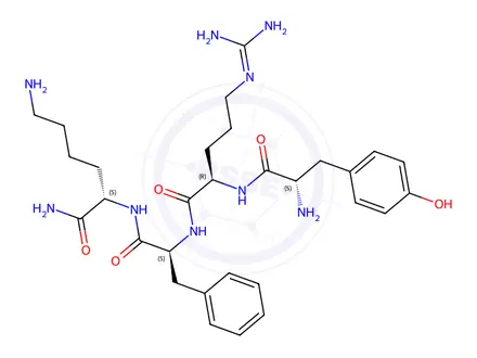 Chemical structure of (D-Arg2,Lys4)-Dermorphin (1-4) amide