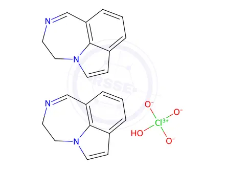 Chemical structure of Pyrrolo(3,2,1-jk)(1,4)benzodiazepine, 3,4-dihydro-, perchlorate (2:1)