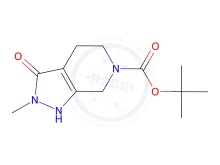 Chemical structure of tert-Butyl 2-methyl-3-oxo-1,2,3,4,5,7-hexahydro-6H-pyrazolo[3,4-c]pyridine-6-carboxylate