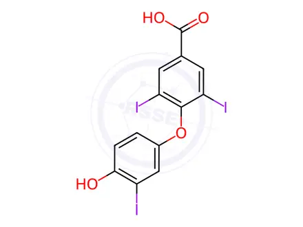 Chemical structure of 4-(4-hydroxy-3-iodophenoxy)-3,5-diiodobenzoic acid