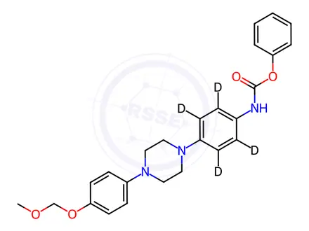 Chemical structure of 4-[4-(4-O-Methoxymethyl-4-hydroxyphenyl)-1-piperazinyl]phenyl]carbamic Acid-d4 Phenyl Ester