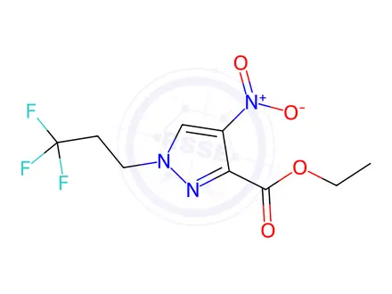 Chemical structure of ethyl 4-nitro-1-(3,3,3-trifluoropropyl)-1H-pyrazole-3-carboxylate