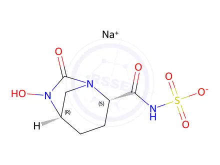 Chemical structure of sodium ((2S,5R)-6-hydroxy-7-oxo-1,6-diazabicyclo[3.2.1]octane-2-carbonyl)sulfamate