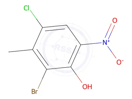 Chemical structure of 2-Bromo-4-chloro-3-methyl-6-nitro-phenol-