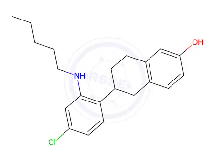 Chemical structure of 6-(4-chloro-2-(pentylamino)phenyl)-5,6,7,8-tetrahydronaphthalen-2-ol