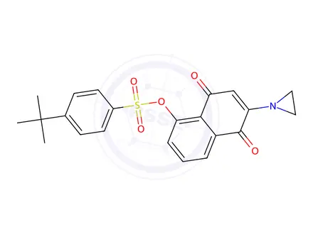 Chemical structure of 2-aziridinyl-1,4-naphthoquinon-5-yl 4-tert-butylbenzenesulfonate