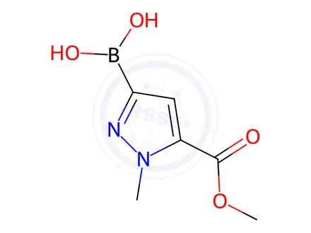 Chemical structure of (5-(Methoxycarbonyl)-1-methyl-1H-pyrazol-3-yl)boronic acid