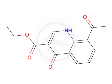 Chemical structure of Ethyl 8-acetyl-4-oxo-1,4-dihydroquinoline-3-carboxylate