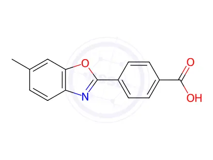 Chemical structure of Benzoic acid, 4-(6-methyl-2-benzoxazolyl)-