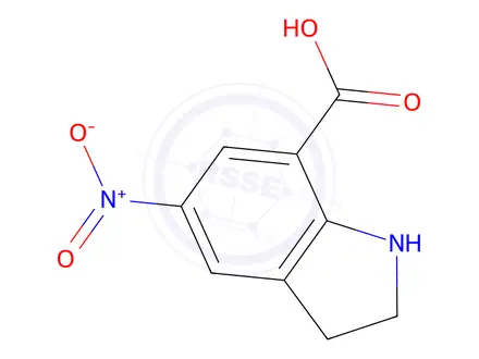Chemical structure of 1H-Indole-7-carboxylicacid,2,3-dihydro-5-nitro-(9CI)