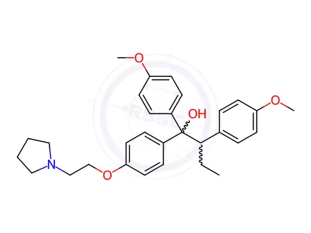 Chemical structure of 1,2-Bis(p-methoxyphenyl)-1-[p-[2-(1-pyrrolidinyl)ethoxy]phenyl]-1-butanol