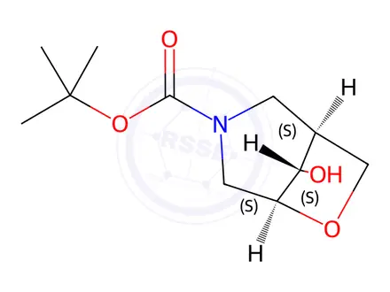Chemical structure of tert-butyl (1S,5S,8S)-rel-8-hydroxy-6-oxa-3-azabicyclo[3.2.1]octane-3-carboxylate